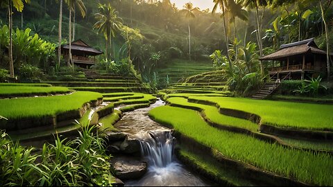 Paradise with River Sounds & Birds | Most Peaceful Rice Terraces Retreat