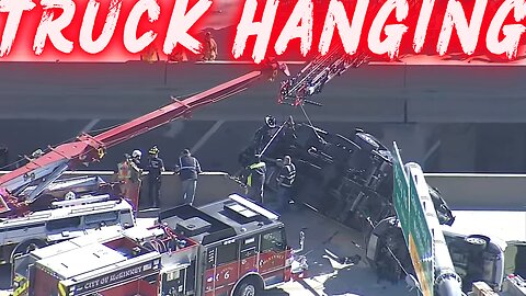 LIVE NOW: Tow Truck Dangles Off Overpass — Rescue Underway