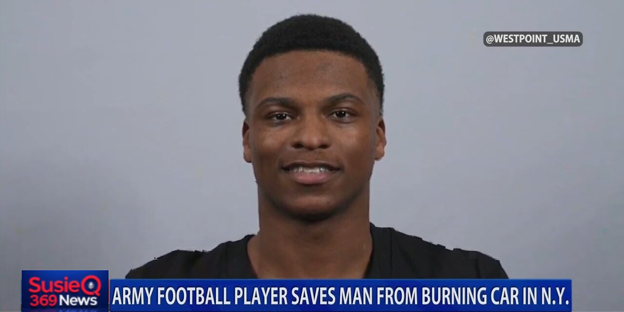 ARMY FOOTBALL PLAYER SAVES MAN FROM BURNING CAR IN N.Y.