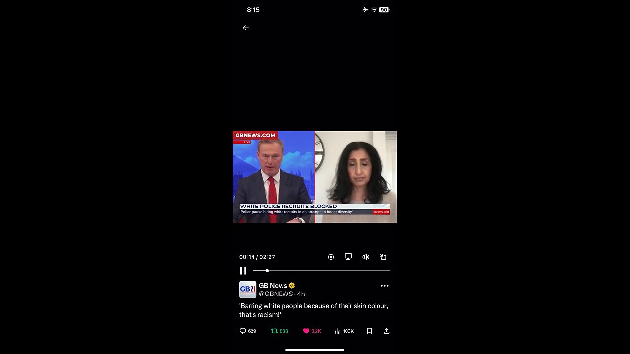GB News : West Yorkshire police was told not to hire white males