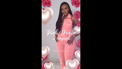 Overalls-Style High-Waist Backless Full-Length Pink Denim Jumpsuit with Washed Finish🩷