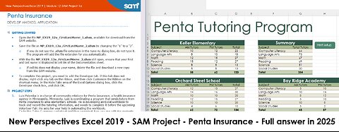New Perspectives Excel 2019 | Module 12: SAM Project 1a | Penta Insurance (Update 2025)