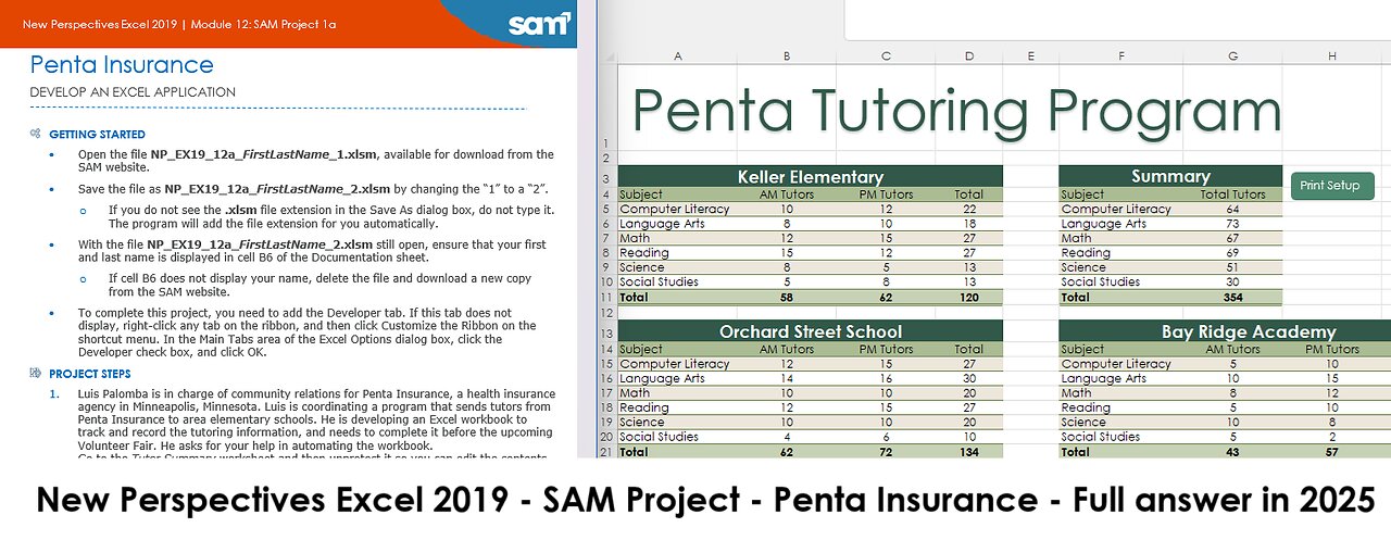 New Perspectives Excel 2019 | Module 12: SAM Project 1a | Penta Insurance (Update 2025)