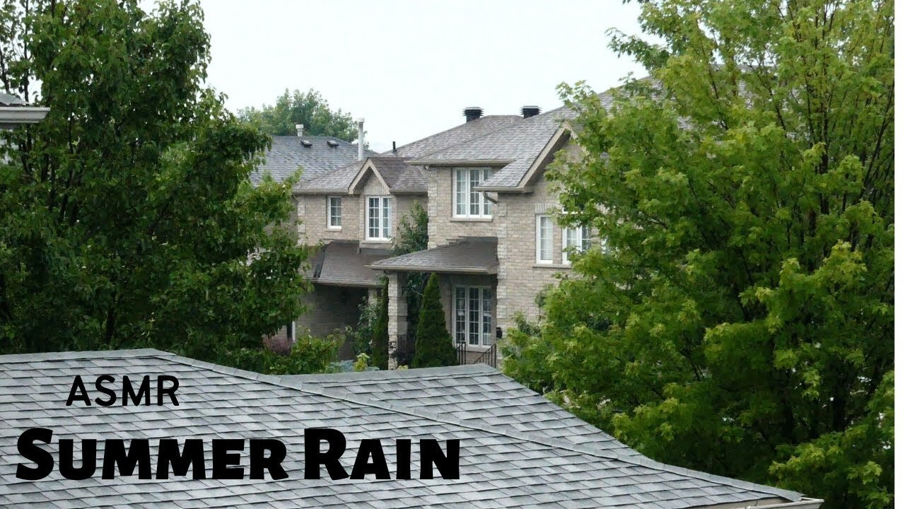 Relax to Summer Rain (no talking, water sounds, gentle thunder, traffic, crickets, pink noise)