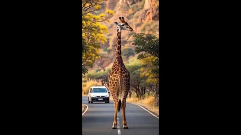 giraffe stop vehicle and save people