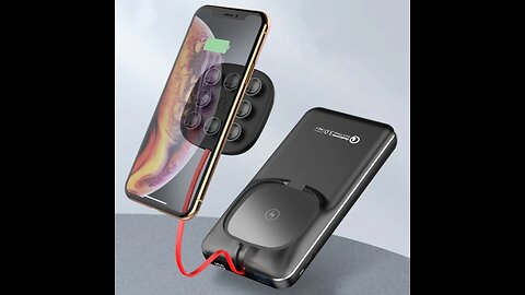 10000mAh Power Bank, with 10W Wireless PD Fast Charging, Built-in Cable, LED, for Phone & Laptop