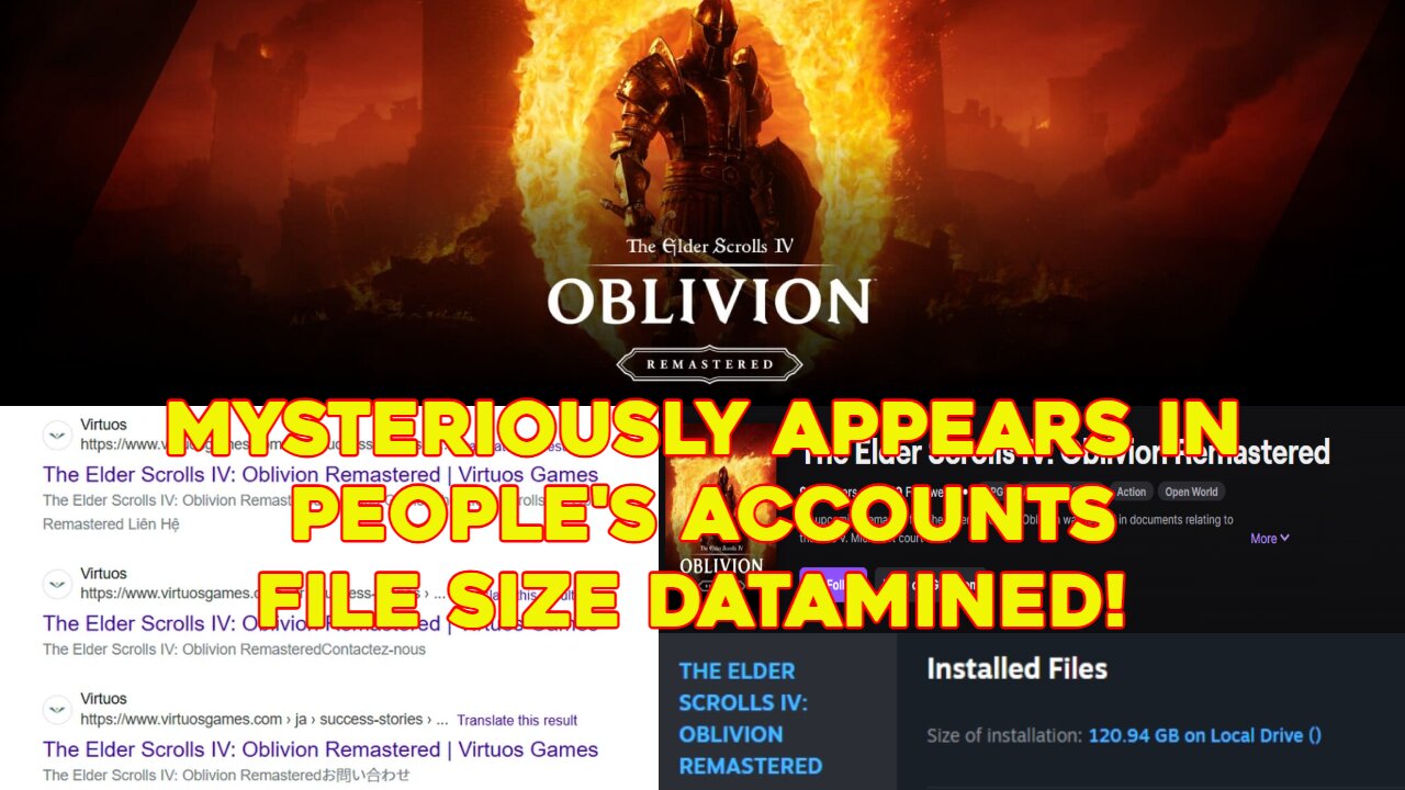 Oblivion Remastered Mysteriously Appears in People's Accounts | File Size Datamined!