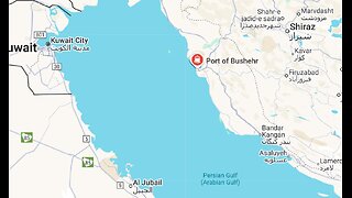 Iranian port of Bushehr at the Persian Gulf on fire.