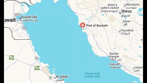 Iranian port of Bushehr at the Persian Gulf on fire.