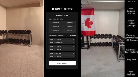 Everyday 300 push ups and 150 Burpees!