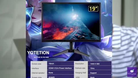 YOTETION 19 inch HD (1400 x 900) Monitor, 75Hz Refresh Rate, HDMI x1, VGA x1, Sm