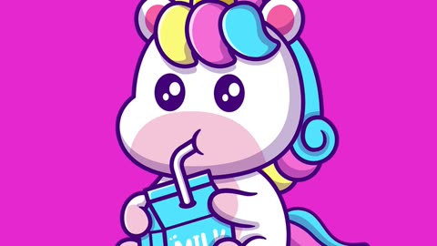 Cute Unicorn Drink in a Milk