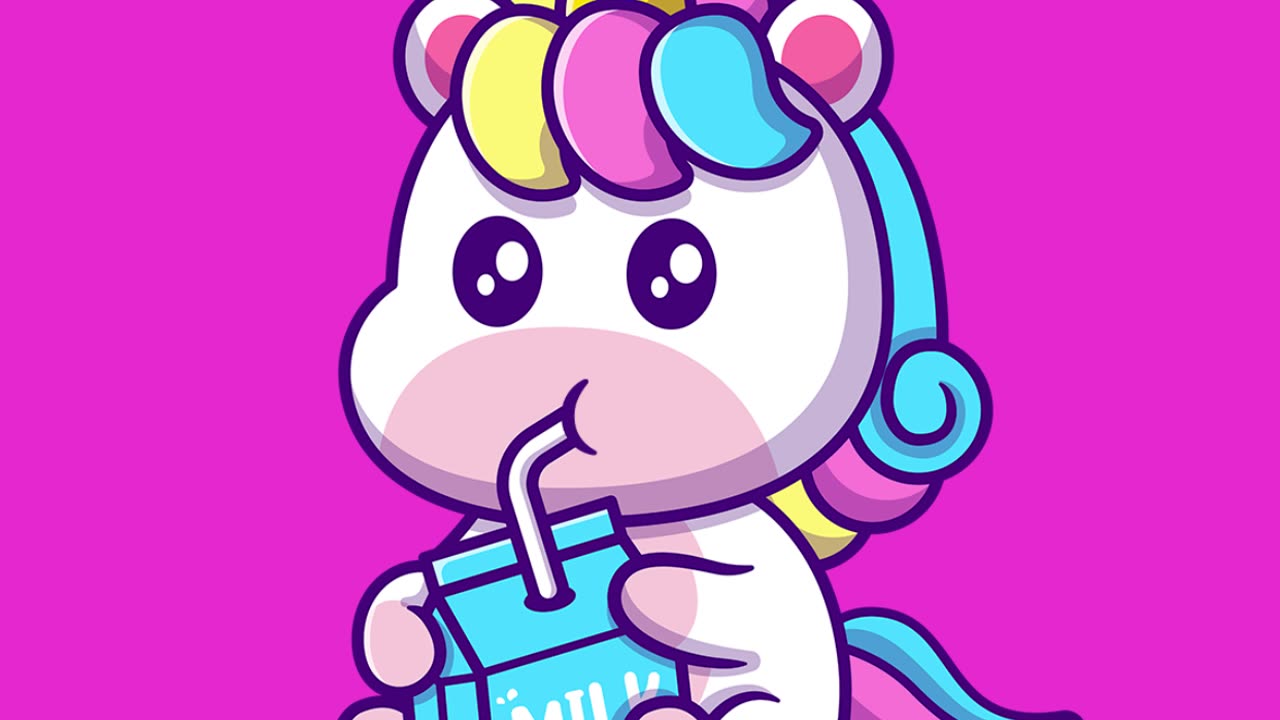 Cute Unicorn Drink in a Milk