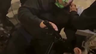 Close up video shows the aftermath of a protester that was shot in the face with a pepper ball