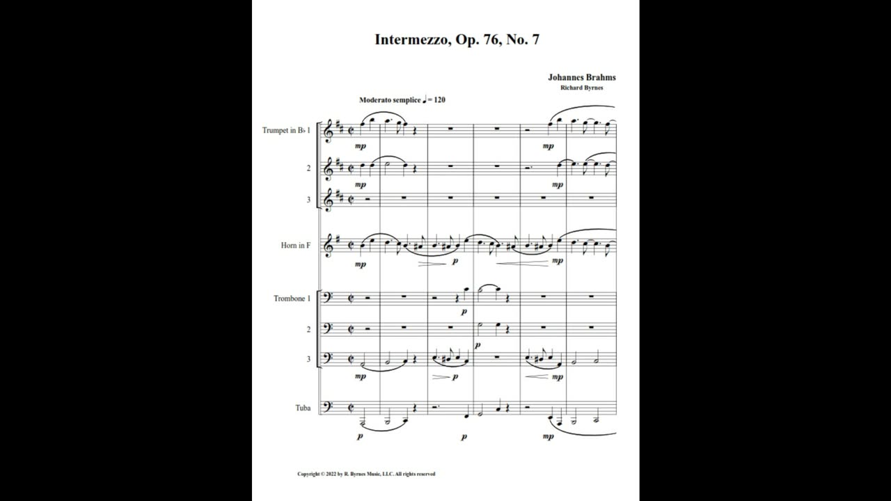 Johannes Brahms – Intermezzo, Op. 76, No. 7 (Brass Octet)