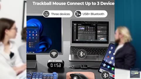 seenda Wireless Trackball Mouse Ergonomic - Bluetooth Rollerball Mouse Rechargea