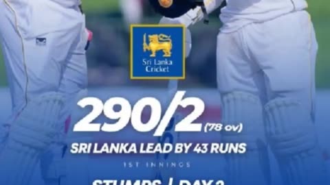 Day two. Sri Lanka vs Bangladesh. SL 290 for 2 . Bangladesh 247 aa out. #rainasports