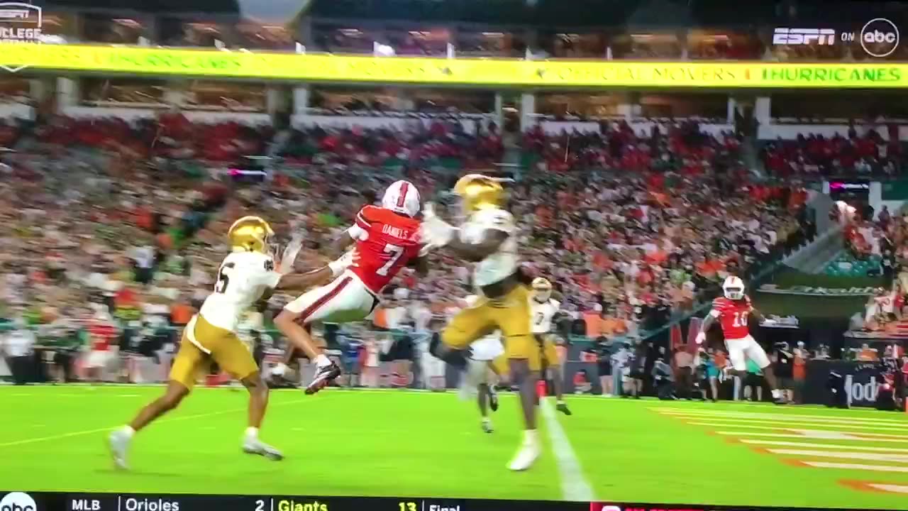 Miami WR #7 C.J. Daniels w/best catch of opening weekend!