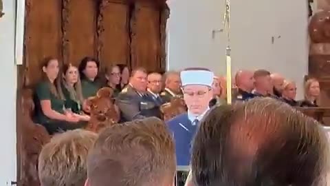 Islamic prayer during a Christian service in a church in Styria, Austria.
