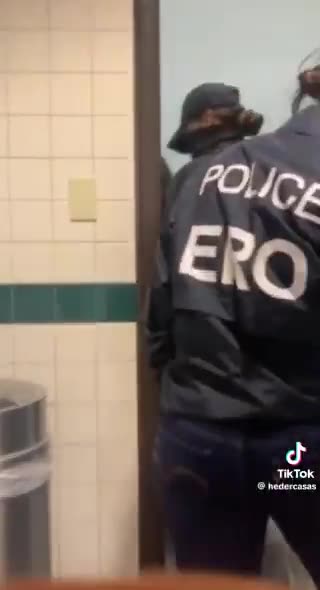 ICE waited outside a bathroom for an illegal woman. She never came out so they went in and got her.