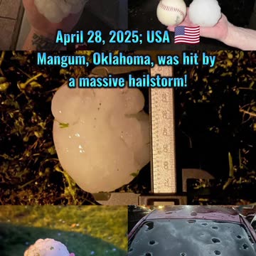 🚨April 28, 2025; USA Mangum, Oklahoma, was hit by a massive hailstorm.