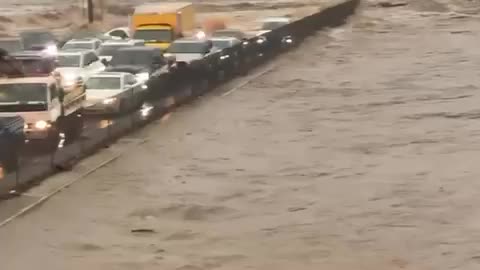 Footage shows devastating flash flooding in North Plainfield, New Jersey, yesterday.