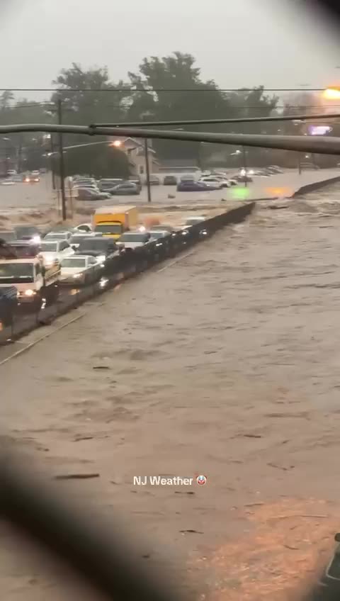 Footage shows devastating flash flooding in North Plainfield, New Jersey, yesterday.