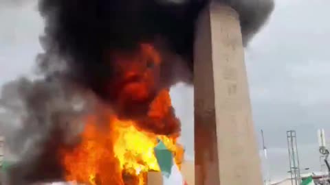 Iranian protesters burned an effigy labeled Baal, depicted with a Star of David