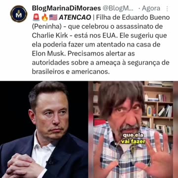 O marginal Eduardo Bueno pede para filha lizia Bueno atacar Elon Musk