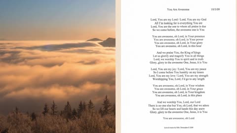 You Are Awesome, Lyrics from the My Eternity Worship Album