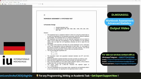 Student Work(Assessment) | DLMDSAS011 – Advanced Statistics Deliverable Program | IU