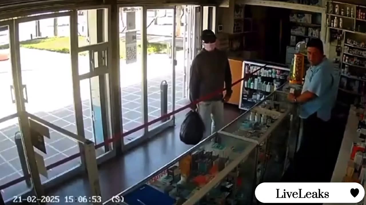 Robbery denied! The owner has a gun.