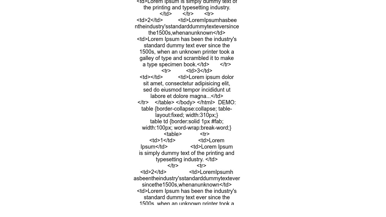 How to force table cell &lt;td&gt; content to wrap