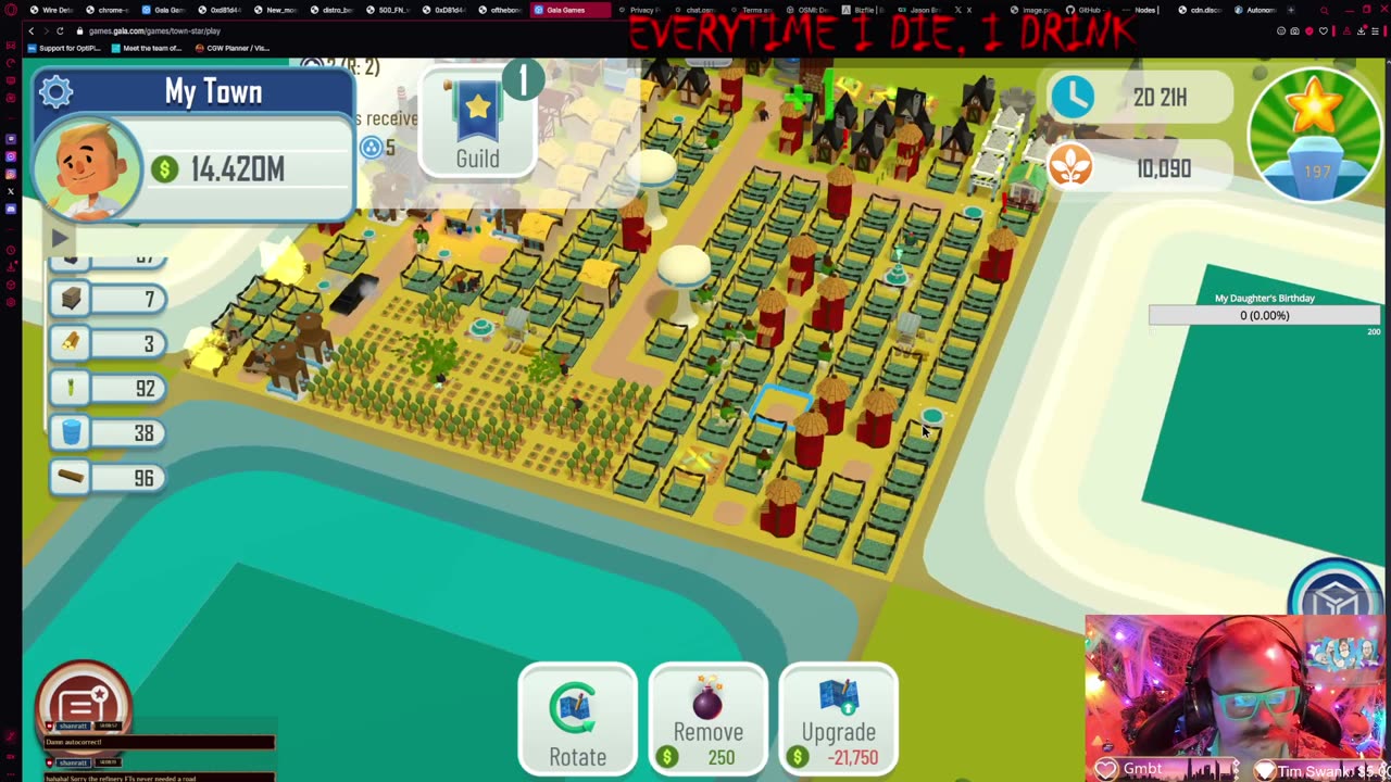 Town Sturr, Obscuring Claire 33 times.