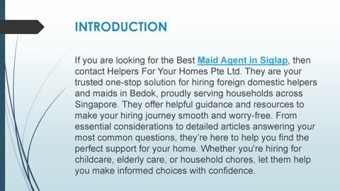 Best Maid Agent in Siglap