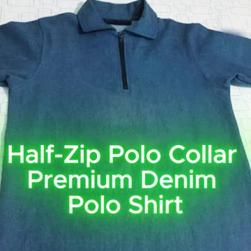 ✨ 𝐁𝐥𝐮𝐞 𝐇𝐚𝐥𝐟-𝐙𝐢𝐩 𝐏𝐨𝐥𝐨 𝐂𝐨𝐥𝐥𝐚𝐫 𝐏𝐫𝐞𝐦𝐢𝐮𝐦 𝐃𝐞𝐧𝐢𝐦 𝐏𝐨𝐥𝐨 𝐒𝐡𝐢𝐫𝐭 ✨