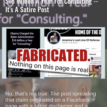 Fact Check: Obama Did NOT Charge Biden Administration $18 Million A Year For Consulting -- Satire
