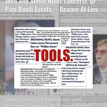 Fact Check: 'Phillies Karen' Has NOT Banned From Stadiums, Concerts, Or Events -- Beware AI Lies