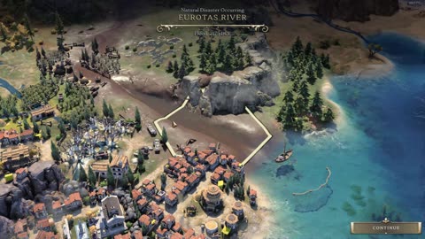 Civilization VII gameplay showing flooding in the game.