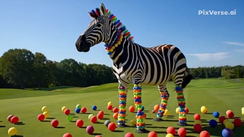 Watch as the zebra transforms from a balloon into a living one.