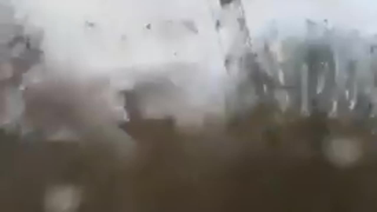 Three cranes got knocked over by a tornado north of Paris France.