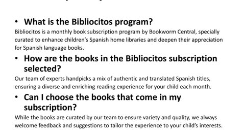 Bookworm Central Literacy Programs, Bibliocitos