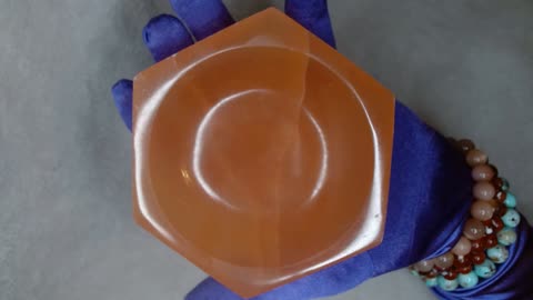 Natural Hexagonal 6 Sided Orange Selenite Bowl for Crystals, Jewelry & Stunning Displays