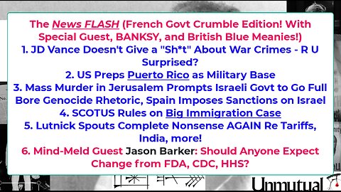 Liberty Conspiracy LIVE 9-8-25 France, Vance War Crime, Lutnick Lunacy, Gaza, Migrants