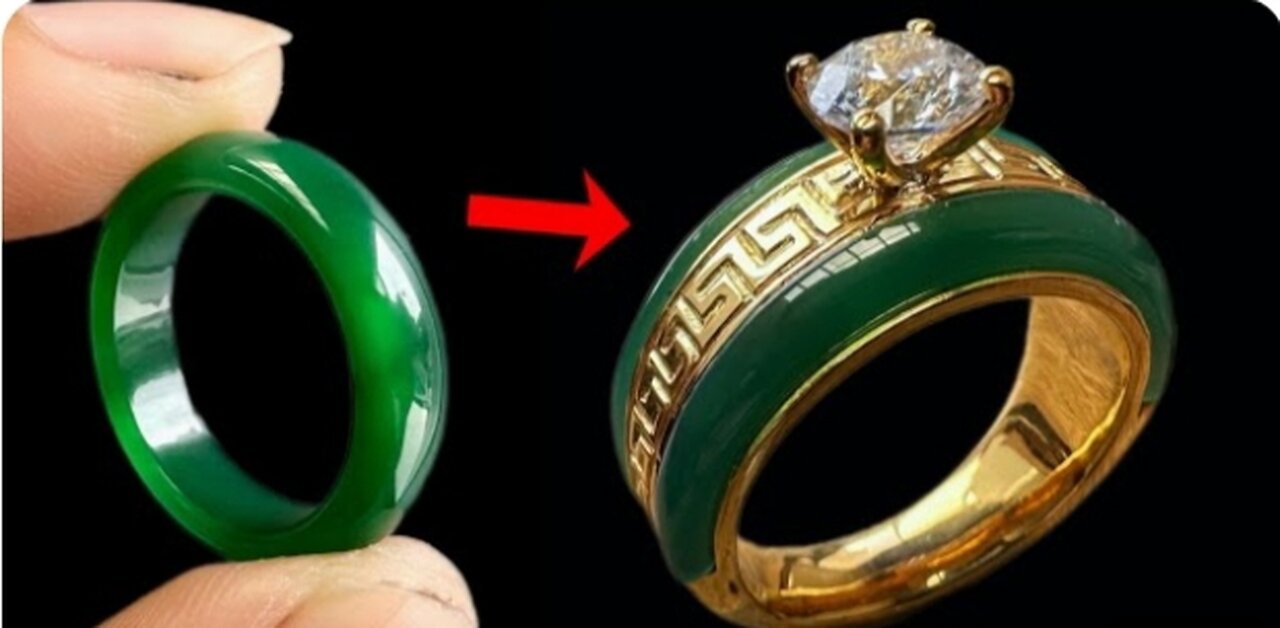 I Put Jade Stone Into A Gold Ring. Unique Jewelry Handmade