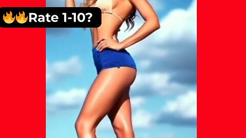 🔥 Rate Her Body in Blue Shorts & Heels 1-10? 😍 Supermodel 4K