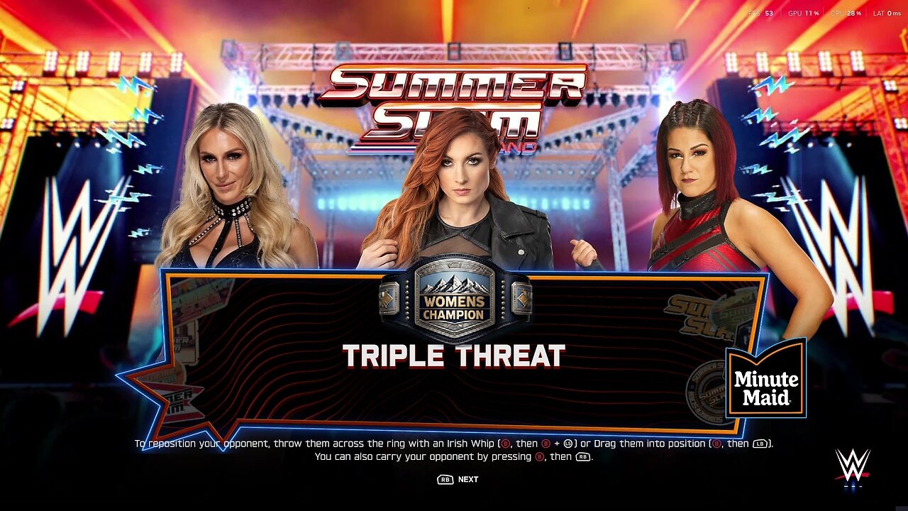 WWE 2k25 Charlotte Flair vs Becky Lynch(c) vs Bayley