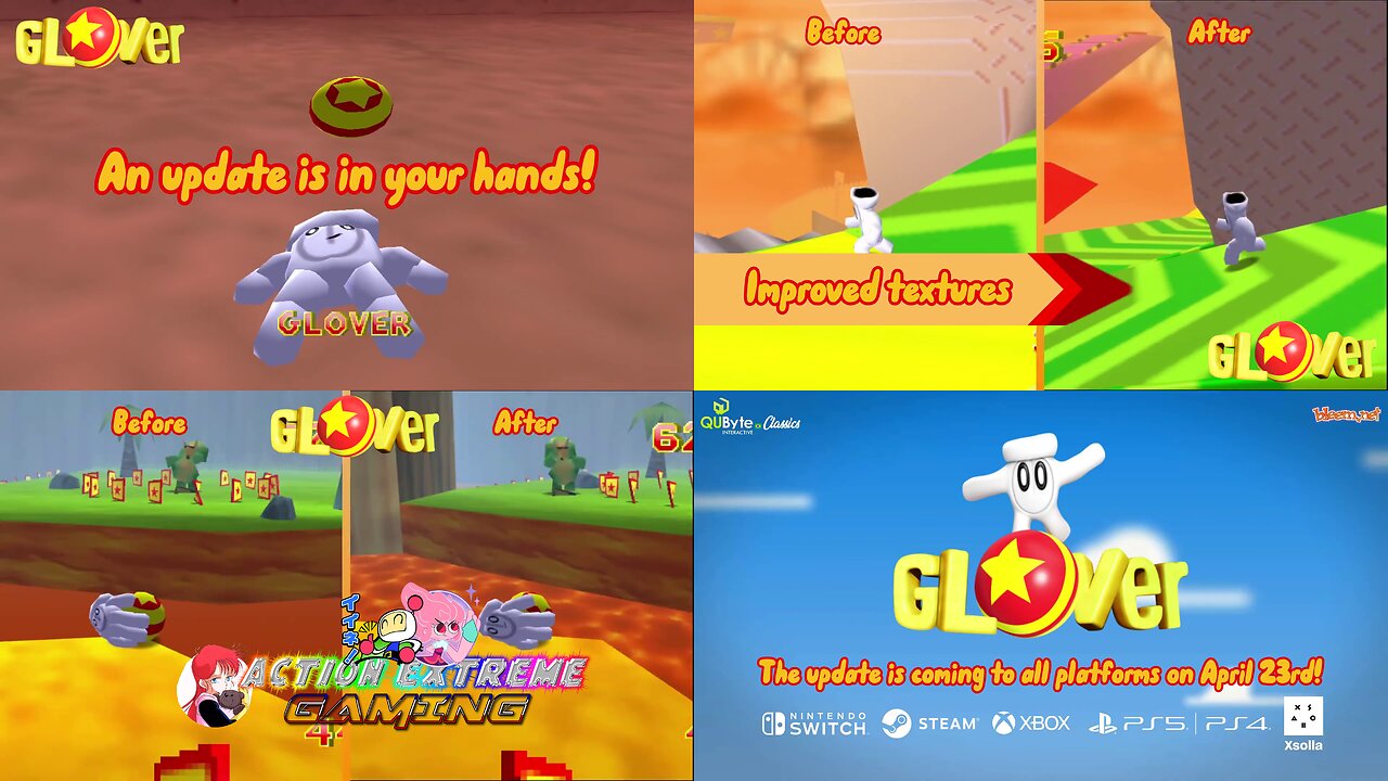 Glover HD Remastered Improvement Patches DLC Trailer [The HD Remastered Version of a Classic N64 Gem expected to get new Improvement Patches on April 23rd]