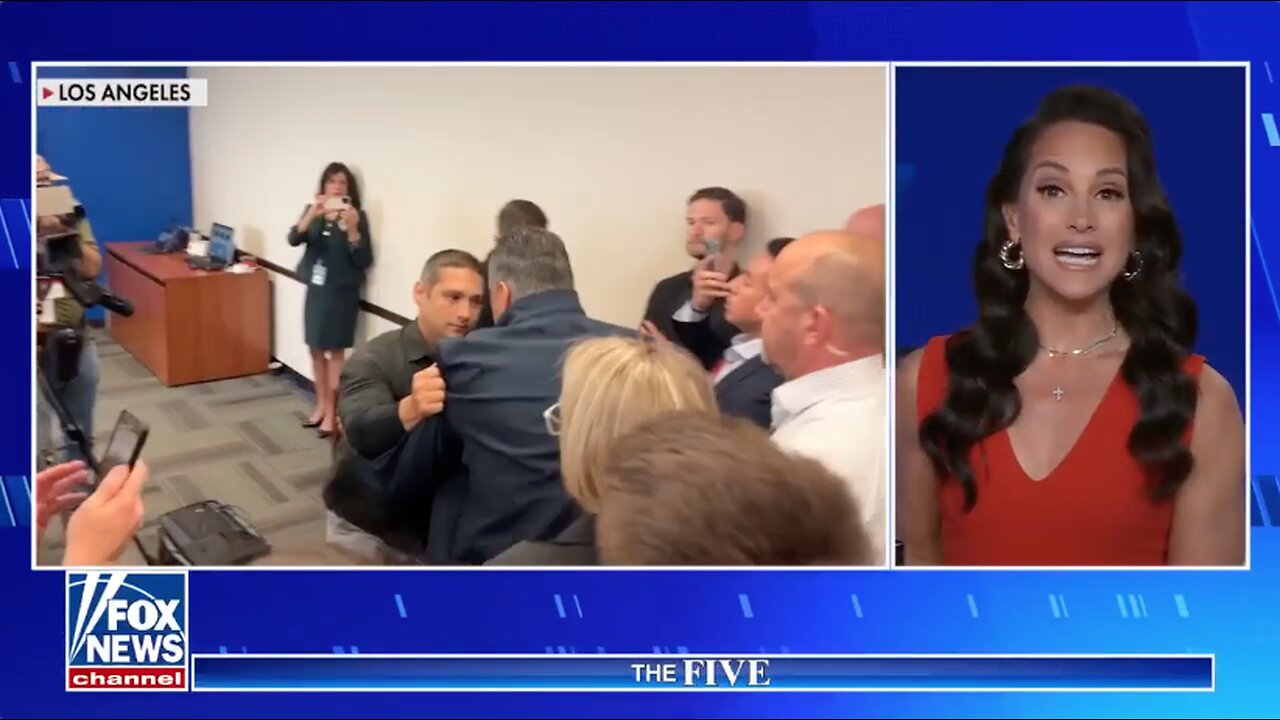 DEM SENATOR FORCIBLY CRASHES DHS SEC. NOEM'S NEWS ROOM