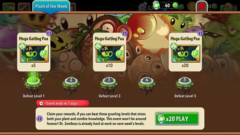 Plants vs Zombies 2 - Plant of the Week - Mega Gatling Pea - July 2025